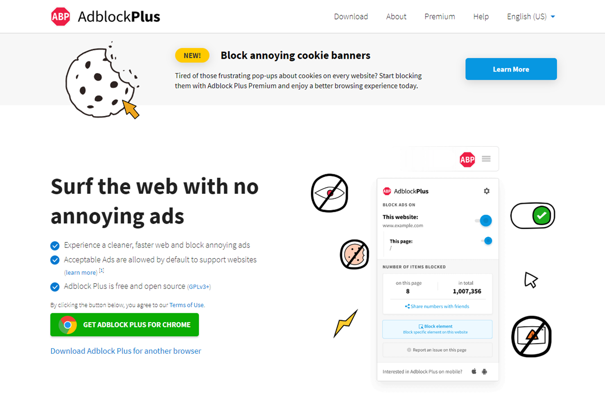 Adblock Plus vrlo je popularno rješenje, koje će prilično uspješno blokirati oglase u podržanim web-preglednicima i dobro je prilagođeno potpunim početnicima, koji samo žele surfati oslobođeni oglasa…