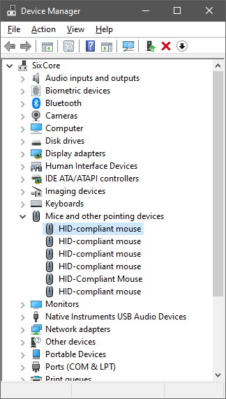 Evo situacije s miševima na našem računalu – na njega su spojena dva USB miša (zapravo čak jedan Havitov, iako drugačiji model nego ovaj iz pitanja), koja ispravno rade, a oba rade s generičkim Microsoftovim driverom za miševe