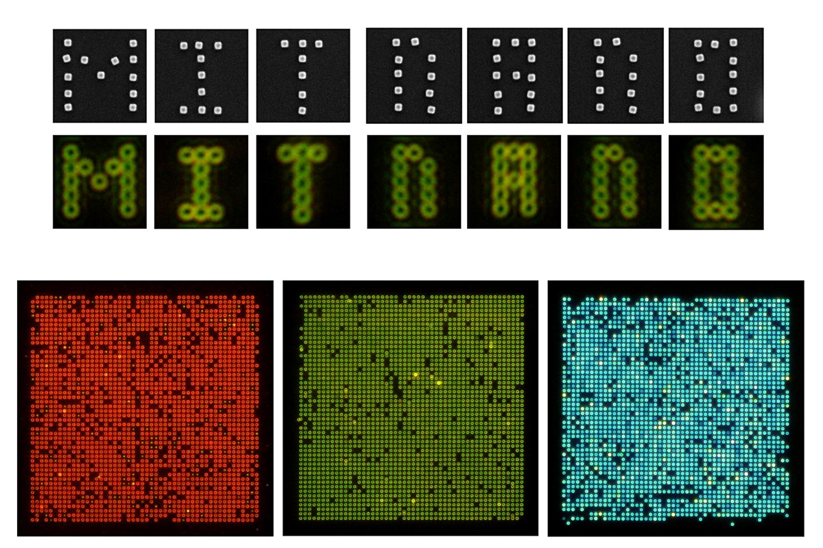 Nanočestice (točke u boji) precizno su raspoređene na različitim površinama