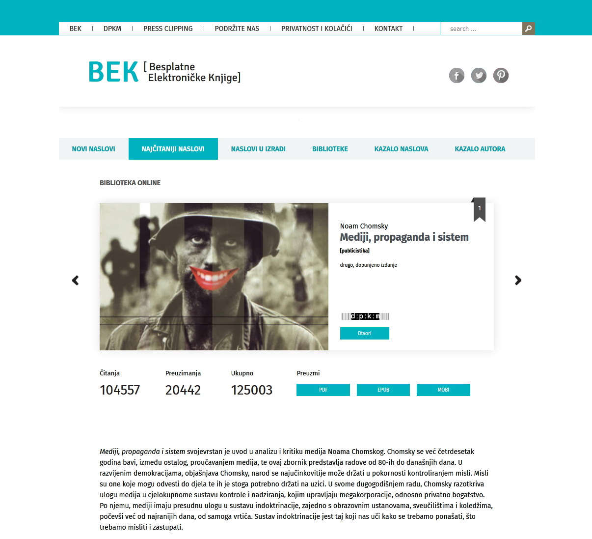 BEK zabilježio više od dva milijuna čitatelja besplatnih knjiga - E-Knjige  @ Bug.hr