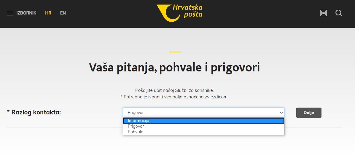 Online prigovori Hrvatskoj pošti ne smiju biti dulji od 160 znakova?! -  Servisi @ Bug.hr