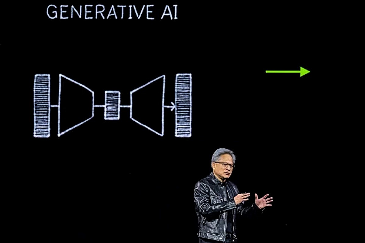 Jensen Huang, izvršni direktor Nvidije, predstavlja Blackwell B200, novi najmoćniji AI čip 📷 Nvidia